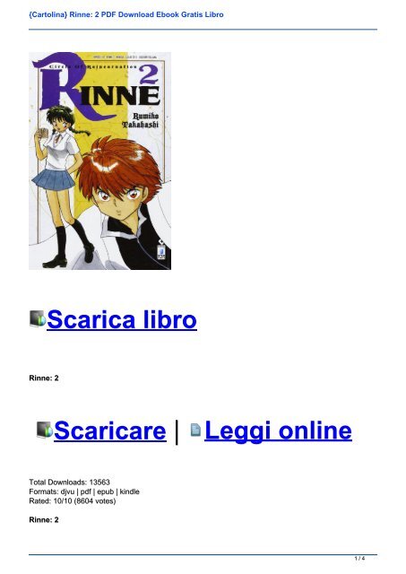 {Cartolina} Rinne: 2 PDF Download Ebook Gratis Libro