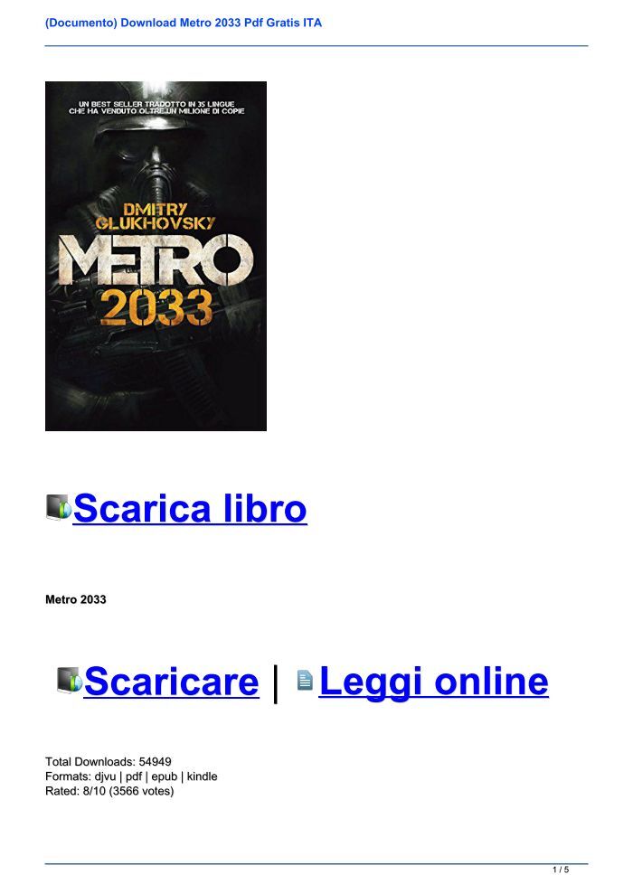 Documento) Download Metro 2033 Pdf Gratis ITA