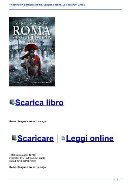 <Ascoltate> Scaricare Roma. Sangue e arena. La saga PDF Gratis