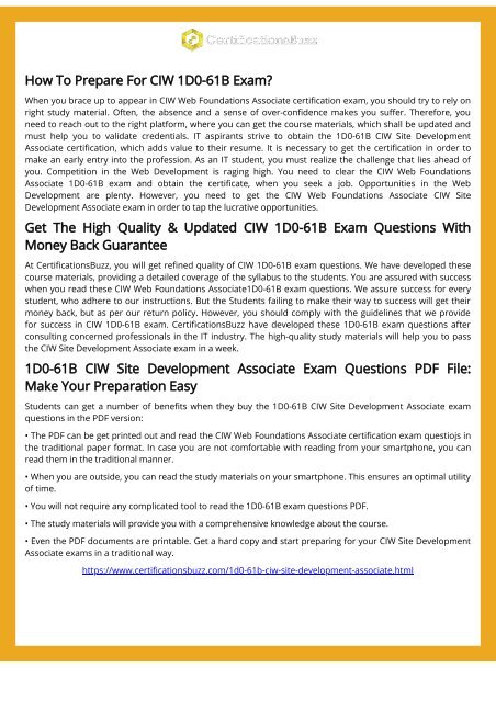 Download And Prepare The CIW 1D0-61B Exam Pdf (2018)