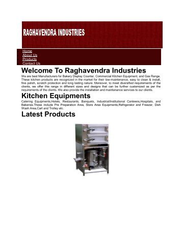 Commercial Kitchen Equipments Manufacturers-RAGHAVENDRA INDUSTRIES