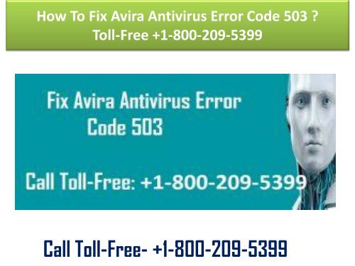 How To Fix Avira Antivirus Error Code 503  Toll-Free +1-800-209-5399