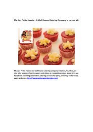 Ms. Jo's Petite Sweets – A Well Known Catering Company in Lorton, VA