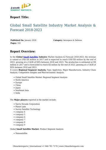 Global Small Satellite Industry Market Analysis & Forecast 2018-2023