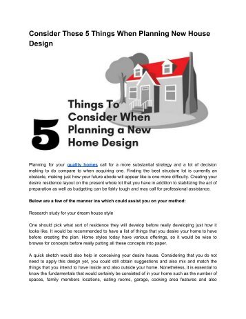 Take Care of These 5 Things While Planning Home Design