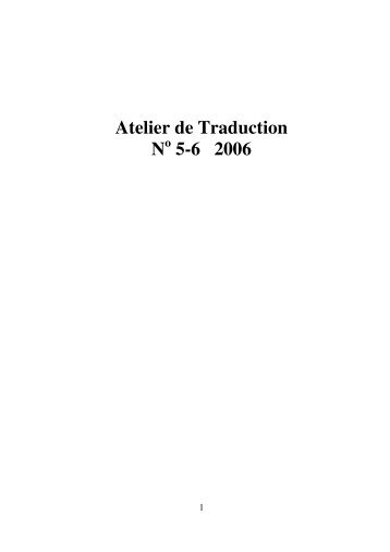 Atelier de Traduction No 5-6 2006 - Facultatea de Litere şi Ştiinţe ale ...