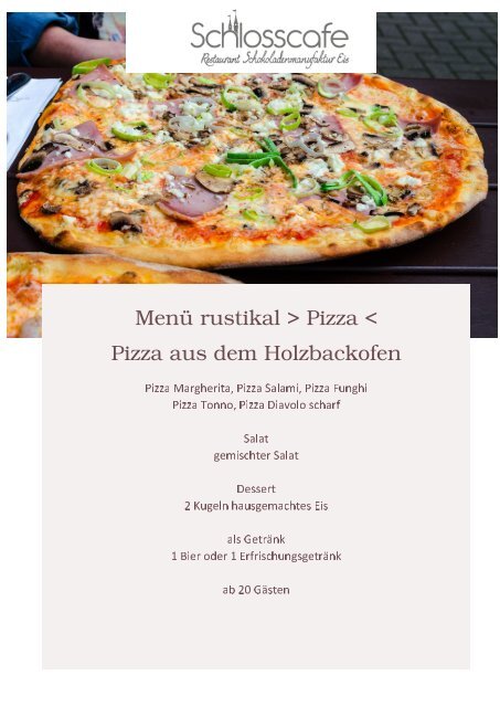 Menuevorschläge für Ihre Feier im und mit Schlosscafe Restaurant Beuren