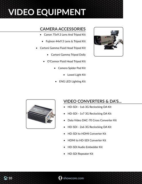 Showcore Rental Catalog 2018