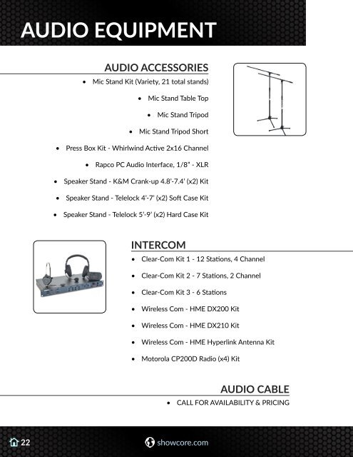 Showcore Rental Catalog 2018