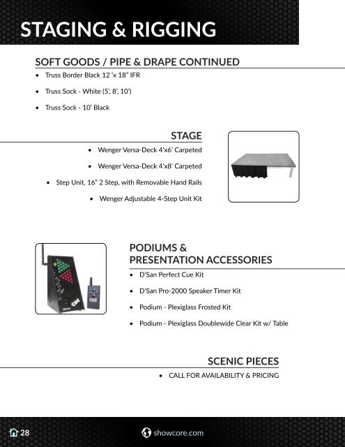 Showcore Rental Catalog 2018