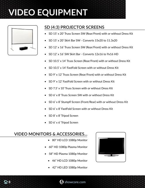 Showcore Rental Catalog 2018