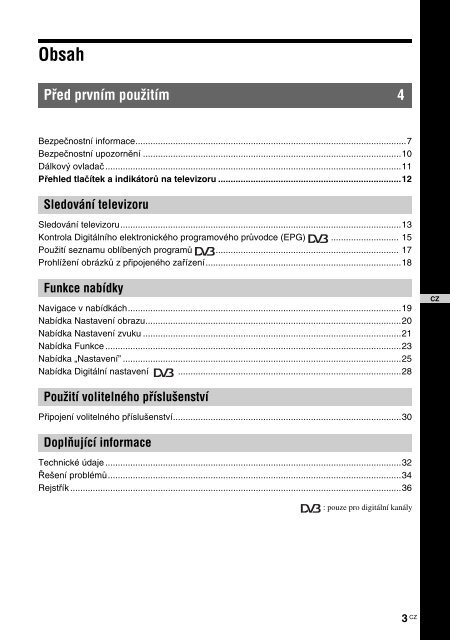 Sony KDL-32U2000 - KDL-32U2000 Mode d'emploi Tch&egrave;que