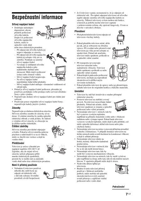 Sony KDL-32U2000 - KDL-32U2000 Mode d'emploi Tch&egrave;que