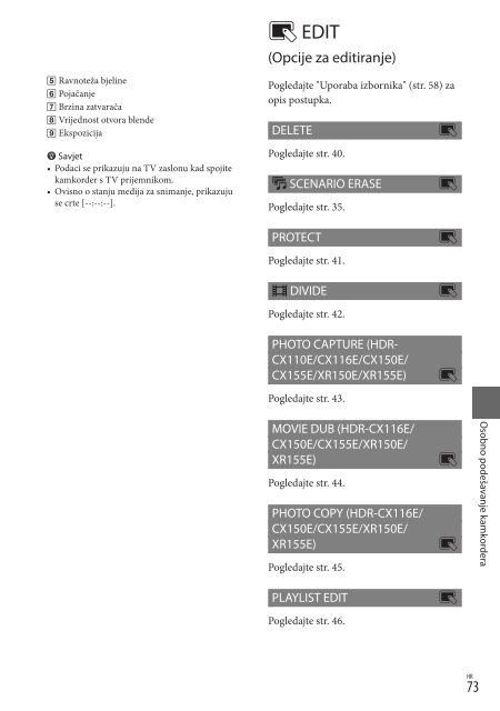 Sony HDR-CX155E - HDR-CX155E Mode d'emploi Croate