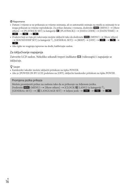 Sony HDR-CX155E - HDR-CX155E Mode d'emploi Croate