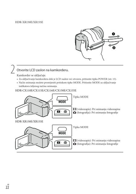 Sony HDR-CX155E - HDR-CX155E Mode d'emploi Croate