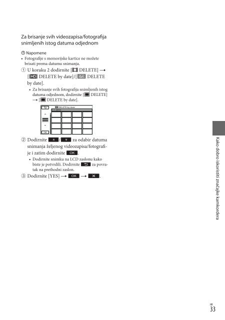 Sony HDR-CX155E - HDR-CX155E Mode d'emploi Croate