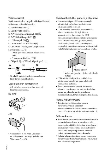 Sony HDR-CX155E - HDR-CX155E Consignes d&rsquo;utilisation Finlandais