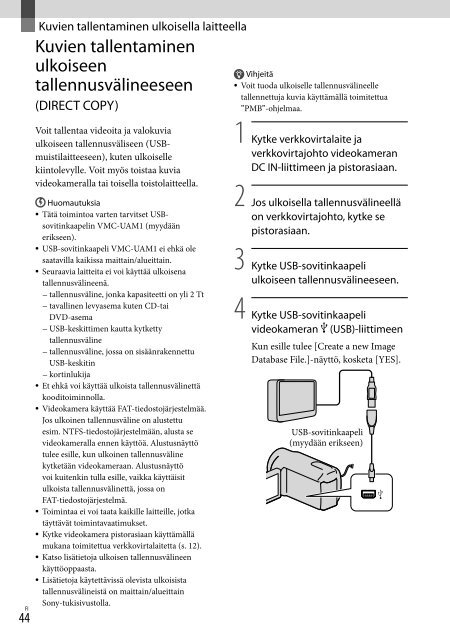 Sony HDR-CX155E - HDR-CX155E Consignes d&rsquo;utilisation Finlandais