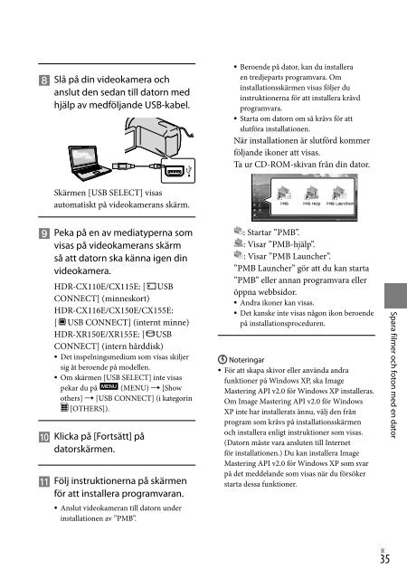 Sony HDR-CX155E - HDR-CX155E Consignes d&rsquo;utilisation Finlandais