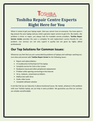 Toshiba Repair Centre UK Experts Right Here For You