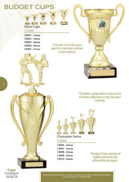 2018 Cups Trophies for Distinction