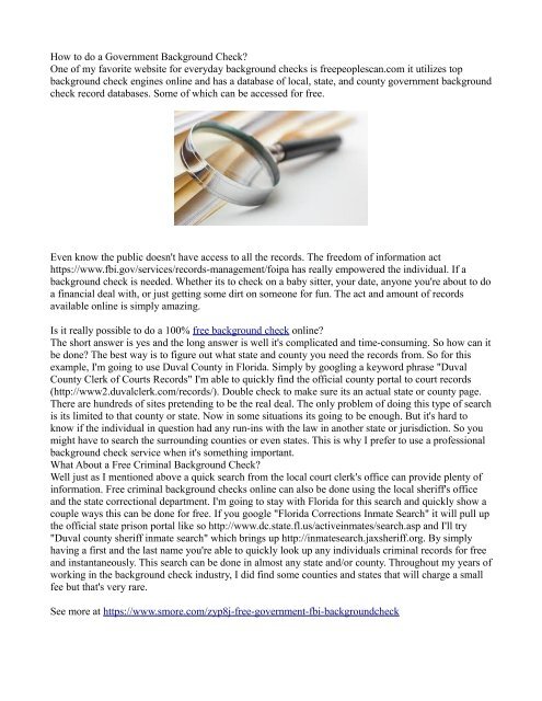 free background check gov website