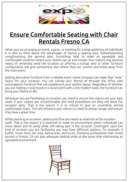 Ensure Comfortable Seating with Chair Rentals Fresno CA