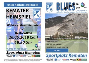 Blues Heimspiel, der SC Imst ist zu Gast.