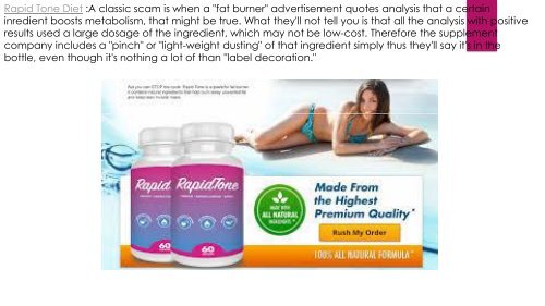 Rapid Tone Diet: Where to Buy Rapid Tone Diet for Weight loss