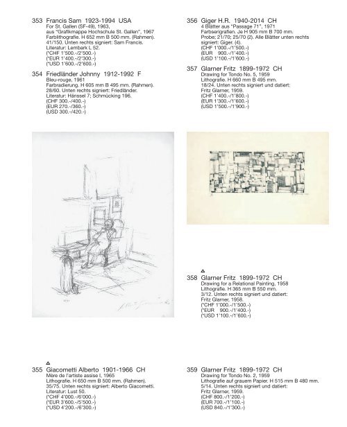 Kunst Auktion 21. - 23. November 2016, Germann Auktionshaus, Zürich