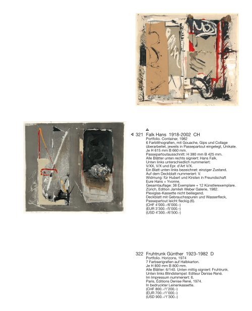 Kunst Auktion 24. - 26. November 2014, Germann Auktionshaus, Zürich