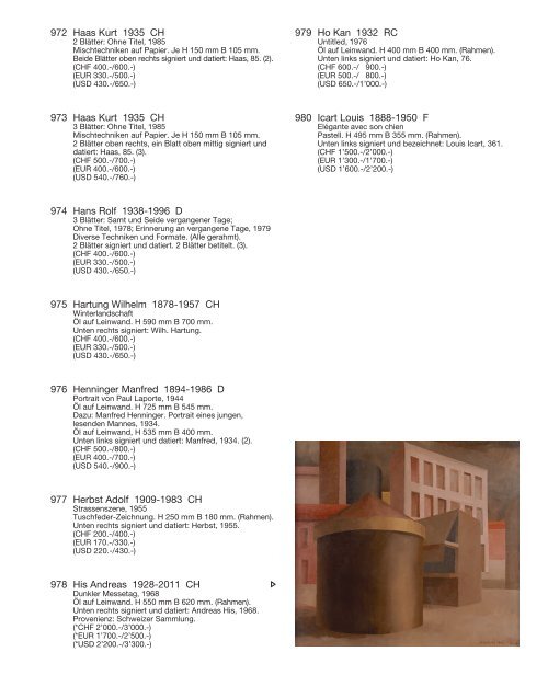 Kunst Auktion 24. - 26. November 2014, Germann Auktionshaus, Zürich