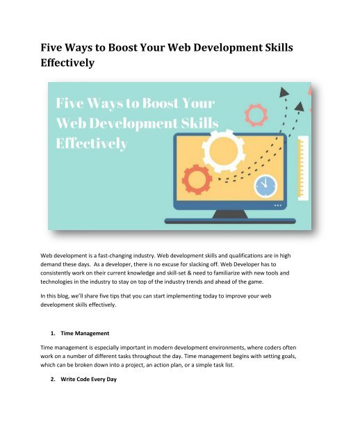 Five Ways To Boost Your Web Development Skills Effectively