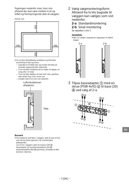 Sony KDL-55W829B - KDL-55W829B Informations d'installation du support de fixation murale Allemand