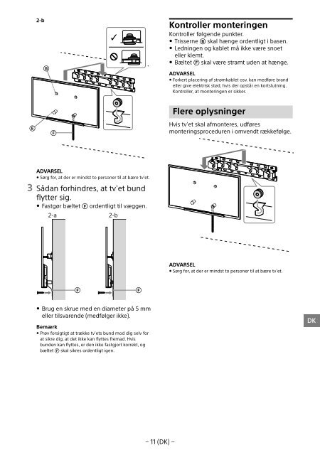 Sony KDL-55W829B - KDL-55W829B Informations d'installation du support de fixation murale Allemand