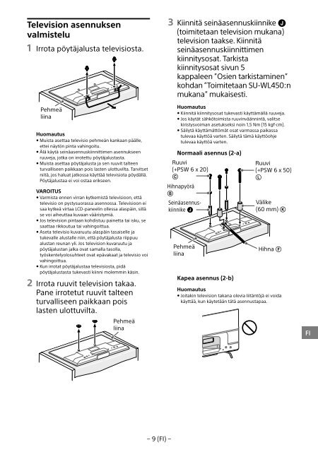 Sony KDL-55W829B - KDL-55W829B Informations d'installation du support de fixation murale Allemand