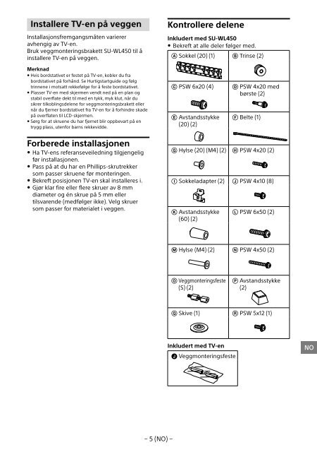 Sony KDL-55W829B - KDL-55W829B Informations d'installation du support de fixation murale Allemand