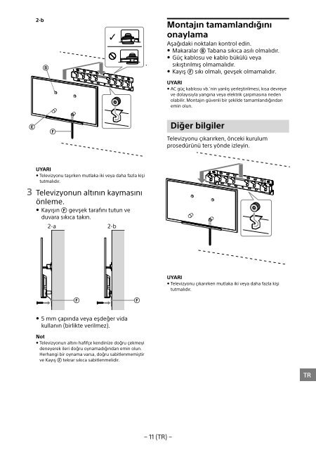 Sony KDL-55W829B - KDL-55W829B Informations d'installation du support de fixation murale Allemand