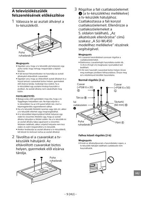 Sony KDL-55W829B - KDL-55W829B Informations d'installation du support de fixation murale Allemand