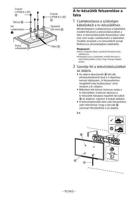 Sony KDL-55W829B - KDL-55W829B Informations d'installation du support de fixation murale Allemand