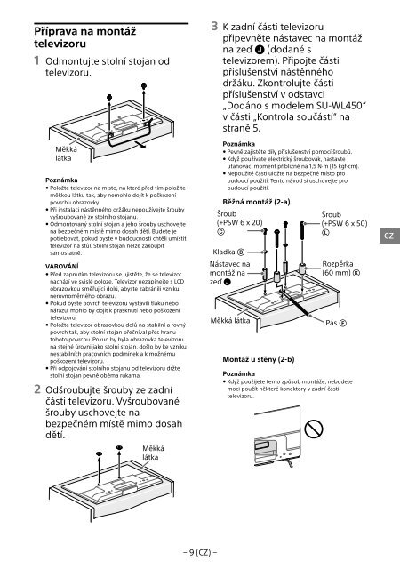 Sony KDL-55W829B - KDL-55W829B Informations d'installation du support de fixation murale Allemand