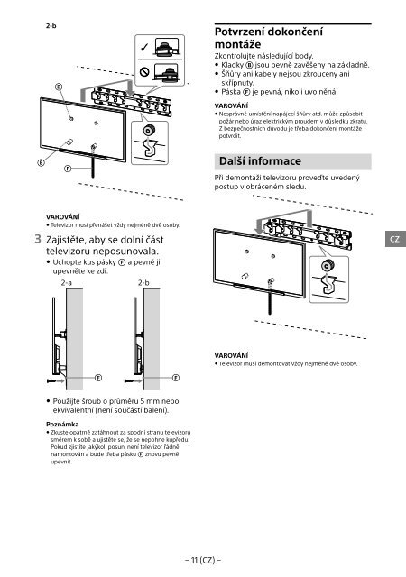 Sony KDL-55W829B - KDL-55W829B Informations d'installation du support de fixation murale Allemand