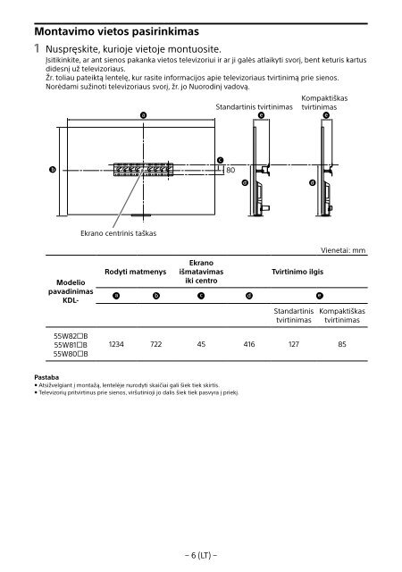 Sony KDL-55W829B - KDL-55W829B Informations d'installation du support de fixation murale Allemand