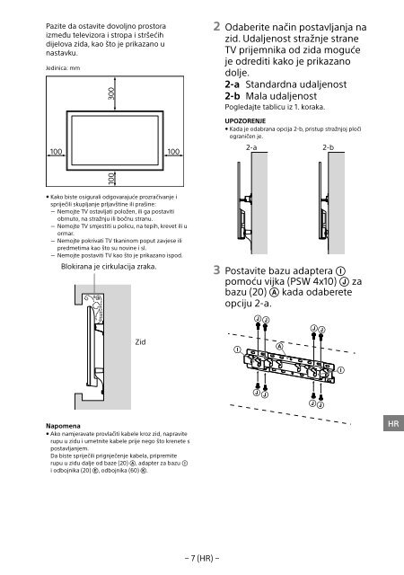 Sony KDL-55W829B - KDL-55W829B Informations d'installation du support de fixation murale Allemand