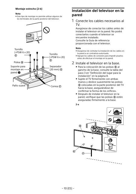 Sony KDL-55W829B - KDL-55W829B Informations d'installation du support de fixation murale Allemand