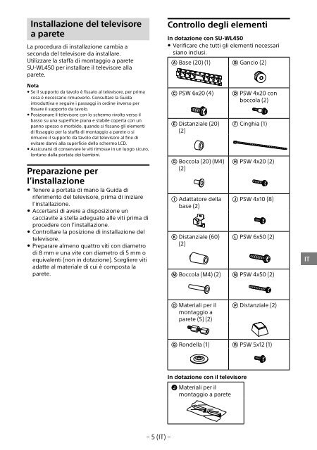 Sony KDL-55W829B - KDL-55W829B Informations d'installation du support de fixation murale Allemand