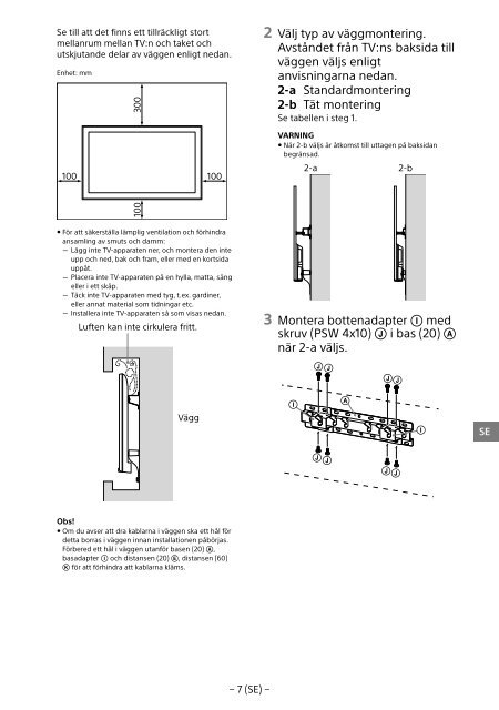 Sony KDL-55W829B - KDL-55W829B Informations d'installation du support de fixation murale Allemand