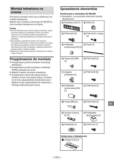 Sony KDL-55W829B - KDL-55W829B Informations d'installation du support de fixation murale Allemand