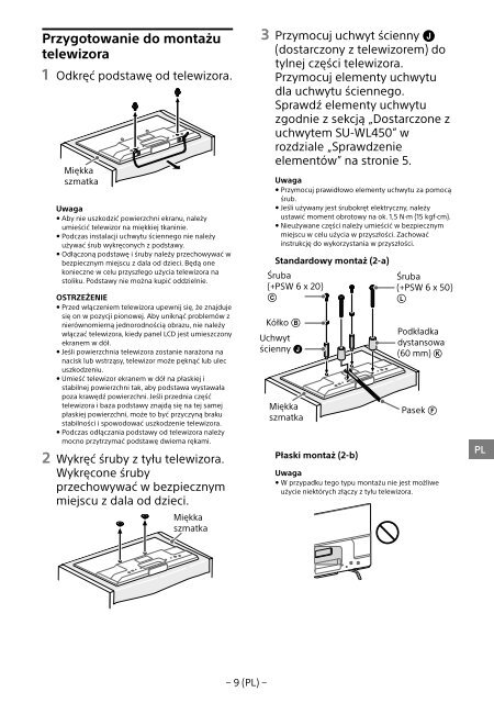 Sony KDL-55W829B - KDL-55W829B Informations d'installation du support de fixation murale Allemand